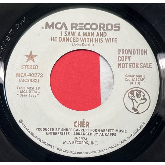 Cher I Saw a Man and He Danced With His Wife 45 Pop WLP Promo Stereo 1974 MCA - Picture 2 of 4